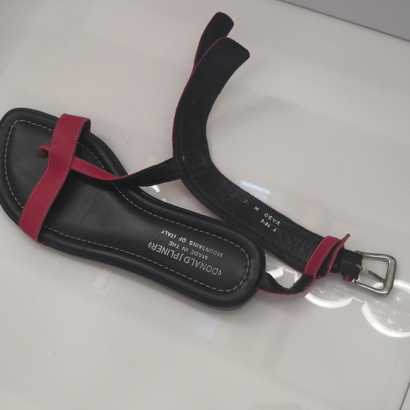 Donald J Pliner Red Leather Sandals, sz 7 - Picture 7 of 8
